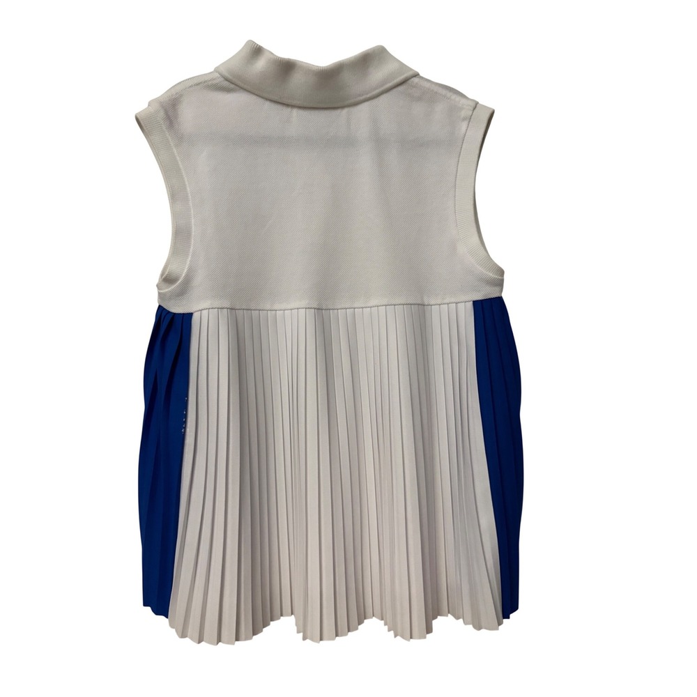 Lacoste Girls White Blue Pleated Sleeveless Polo Dress Size 8 128cm 51inch - Picture 4 of 4